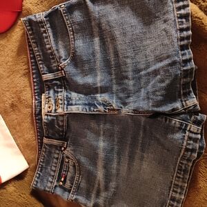 Tommy Hilfiger Blue Denim Shorts with Leather Patch